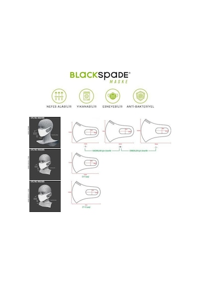 BLACKSPADE Unisex Koruyucu Maske Antrasit M
