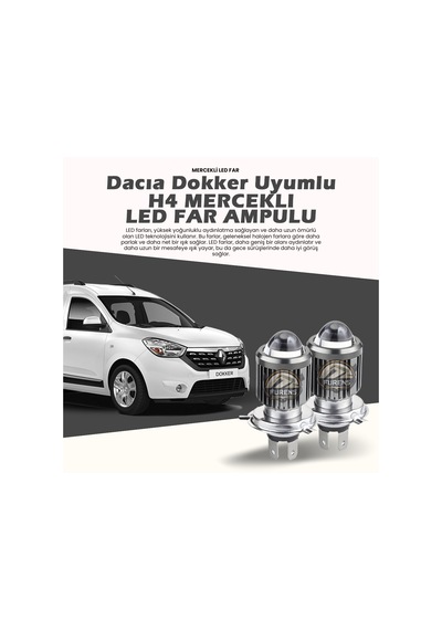 Dacia Dokker Için Uyumlu Şimşek Etkili Mercekler Led Xenon Far Çift Renkli