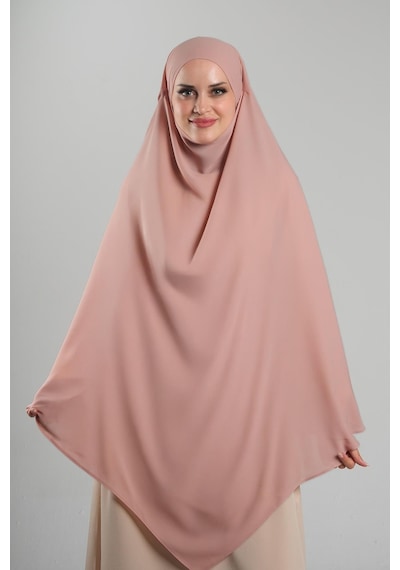 Hürrem Bone Yavruağzı Pratik Hazır Geçmeli Tesettür Eşarp Krep Bağcıklı Sufle Hijab 2313 35