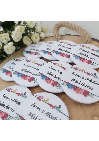Kırmızı Çiçekli Açacak Magnet Söz Nişan Nikah Hediyesi N(30 Adet)