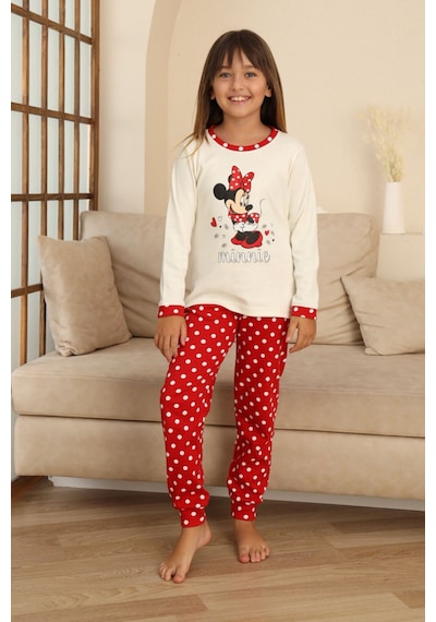 Miniğimin Cicileri Mnn Puantiye Baskılı Kız Çocuk Pijama Takı... Beyaz
