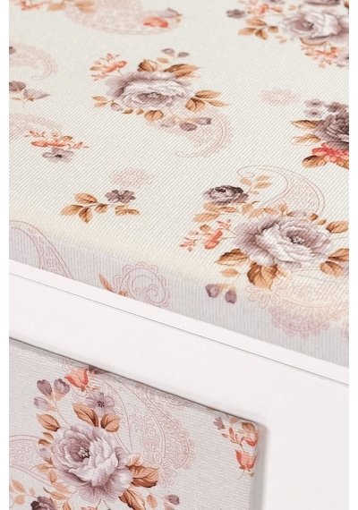Mistik Home Rose Katlanır Dolaplı Ütü Masası Beyaz Gövde, Kahverengi Çiçek Desenli Beyaz/kahverengi