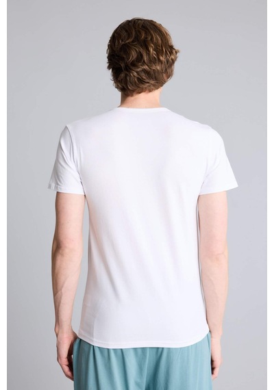 DeFacto Slim Fit Dar Kesim V Yaka Basic Düz Beyaz Fanila Üst L4884AZ24WNWT34