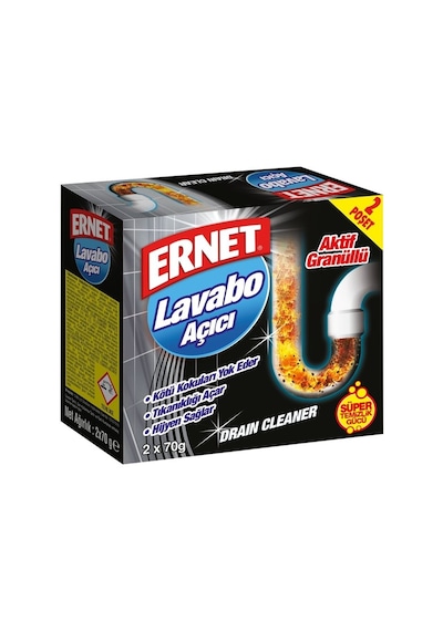 Ernet Süper Lavabo Açıcı Aktif Granüllü 2 x 70 G