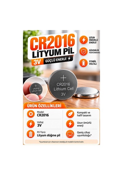Cr2016 Pil 3v 10 Adet Rio Cr 2016 Para Pil Lityum Düğme Pil Araba Kumandası Baskül Tartı Pili Saat Oyuncak Cihaz Pili