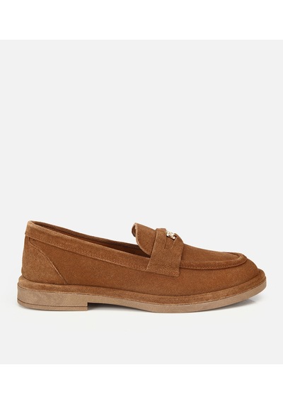 Hotiç Kadın Süet Deri Taba Tokalı Klasik Loafer