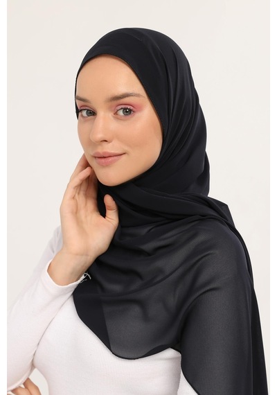 Altobeh Hazır Lüks Pratik Hijablı Şifon Şal Lacivert