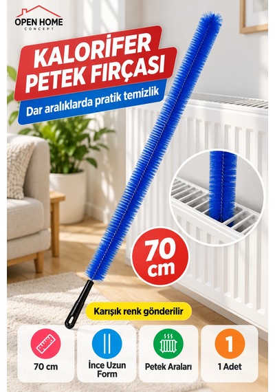 Kalorifer Petek Temizleme Fırçası 70cm İnce Uzun Dar Aralık Toz Ve Tüy Toplama Karışık Renk Set