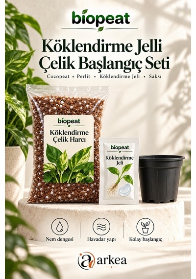 Çelik Ortamı 7 Litre + 1,5 G Köklendirme Jeli + 0,75 L Delikli Saksı Seti