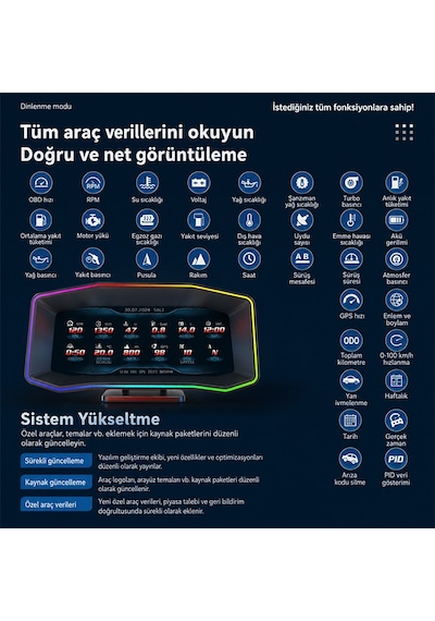 Ally P4 Obd2 + Gps Head Up Display Hud, Dijital Hız Göstergesi