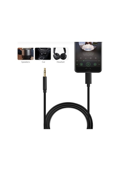 Apple Uyumlu   iPhone 15 Pro Max Aux Kablo Type C Örgü Hasır Dac Çipli Kablo