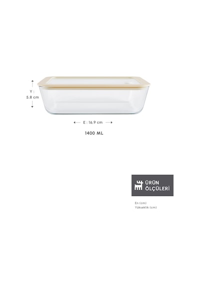 Karaca Luna Cam Saklama Kabı Krem 1400 Ml Krem