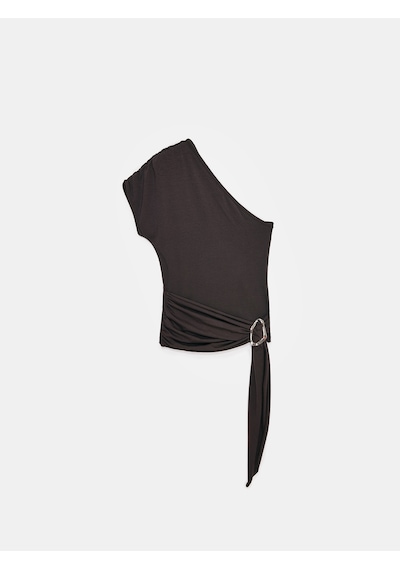 Dilvin 32877 Tek Omuzlu Tokalı Top-koyu Kahve