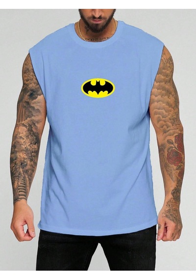 Batman Baskılı Kolsuz Tişört Bebe Mavisi