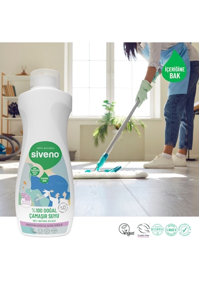 Siveno %100 Doğal Çamaşır Suyu Bitkisel Lavanta Çay Ağacı Tüm Yüzey ve Kumaşlarda 700 ML