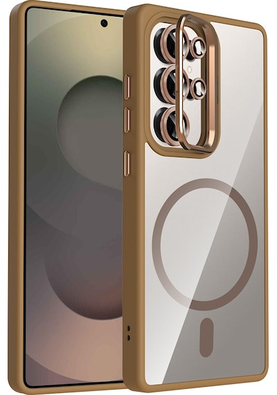 Adige Samsung Galaxy Uyumlu S25 Ultra Kılıf Etro Standlı + Kamera Lens Koruyucu Çöl Titanyum