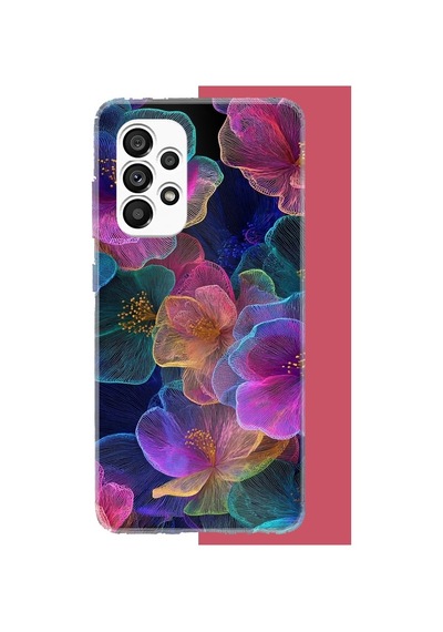 Samsung Galaxy A23 Uyumlu Neon Çiçekler Baskılı Silikon Kılıf Renkli