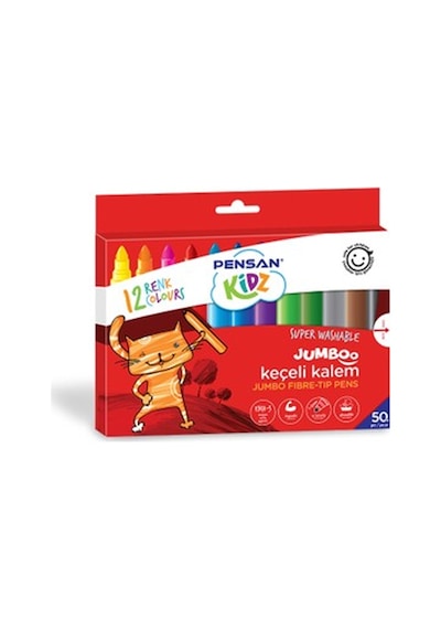 Pensan Keçeli Boya Kalemi Kidz Jumbo Yıknabilir 12 Renk 99040