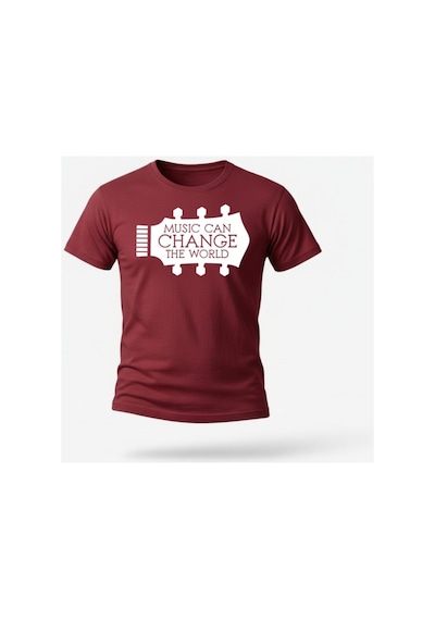 Urbantrendstore Unisex Gitar Baskılı Oversize Fit Rahat Geniş Salaş T-shirt Günlük Tişört Bordo