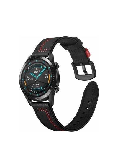 Galaxy Watch Uyumlu 46mm 22mm  Krd-19 Deri Kordon Yeşil