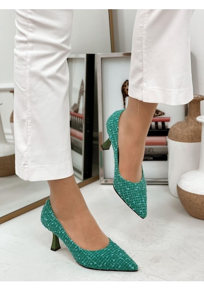 Ervanın Butiği Yeşil Tüvit Freda Kadın Stiletto-3861