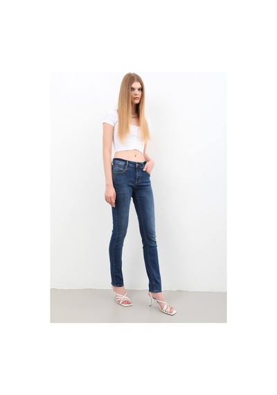 Kadın Likralı Slim Jean Pantolon Mavi 001
