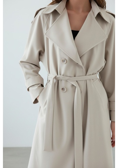 Durivya Apoletli Oversize Trençkot Taş Rengi
