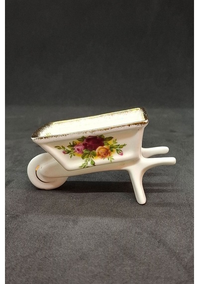 Old Country Roses Bone China Antika Porselen El Arabası Figürü 8x5 Cm Çok Renkli
