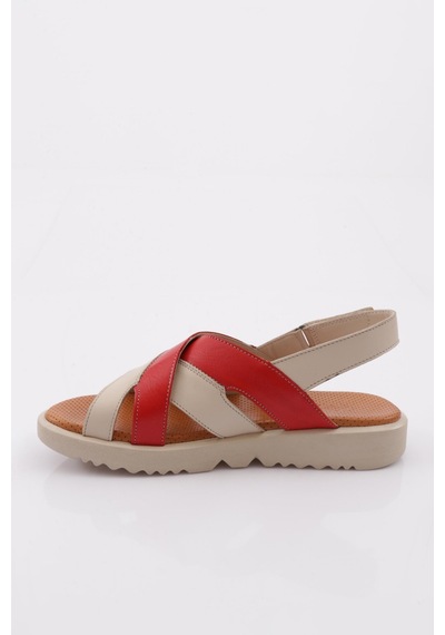 Dgn 3036kadin Bilekten Bağlamali Çapraz Bantli Kalin Taban Sandalet 3036-207-R0931 Kırmızı - Krem Dgn 3036kadin Bilekten Bağlamali Çapraz Bantli Kalin Taban Sandalet 3036-207-R0931 Kırmızı - Krem