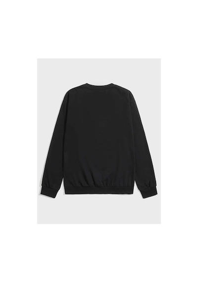 Adrift Anime Guys Letter Animal Graphic Sweatshirt Siyah Siyah