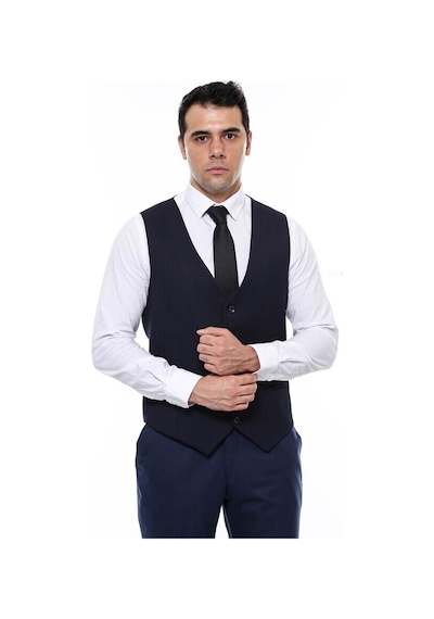 Wessi Lacivert Düz Slimfit Yelek 001