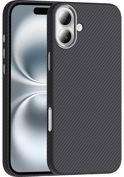 Apple Uyumlu iPhone 16 Plus Kılıf M-safe Şarj Özellikli Karbon Fiber Görünümlü Zore Gros Kapak Siyah