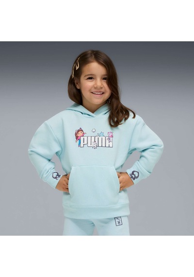 Puma X Gabbys Dollhouse Çocuk Baskılı Geniş Kesim Kapüşonlu Sweatshırt 634928 48 Mavi