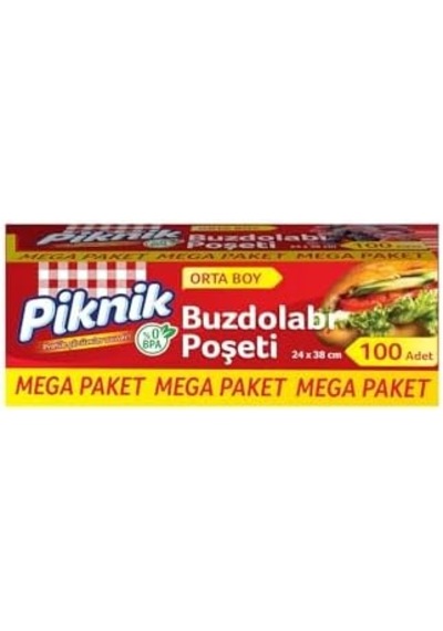 Piknik Gıda Ambalaj Buzdolabı Poşeti Orta-mega 100'lü 1536