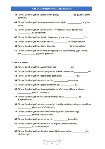 Kpss Vatandaşlık Ders Notları Çıkacak Sorular
