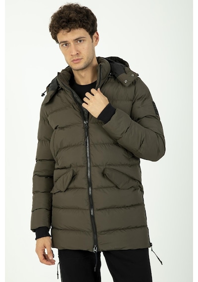 Maraton Sportswear Regular Erkek Kapşonlu Uzun Kol Basic Haki Mont 21262-haki Haki