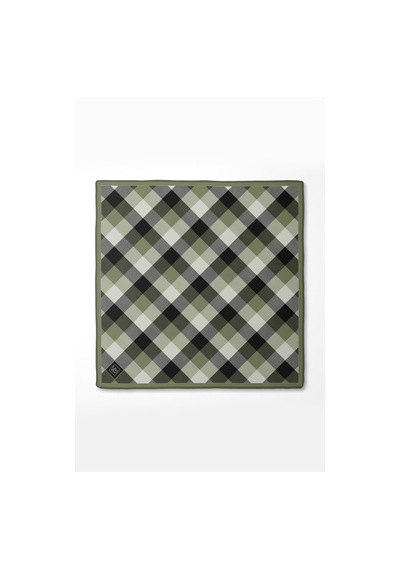 Levidor Noktalı Kareli Bask. Twill İpek Eşarp-0934 Mint Yeşili