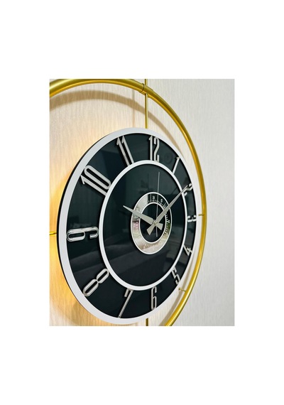 Pey Aksesuar Metal Camlı Duvar Saati 60x80 Cm Büyük Boy Işıklı Gerçek Cam Gold-füme-beyaz-gümüş M61-gold-füme-beyaz-gümüş