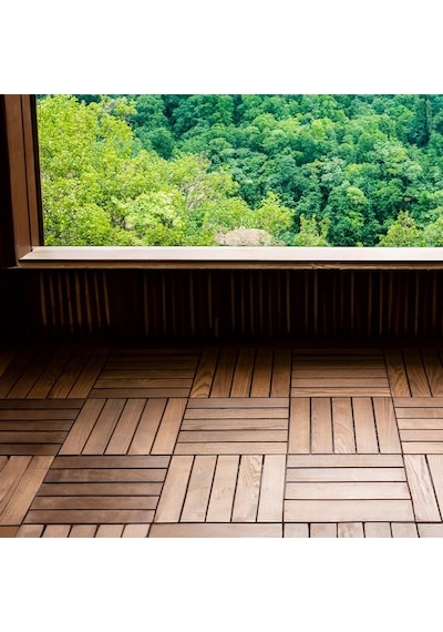Pafu Sunsoe Dişbudak Ağacı Balkon Bahçe Ahşap Yer Döşemesi Karo Deck 30x30 Cm - 1 Adet 0,09m2
