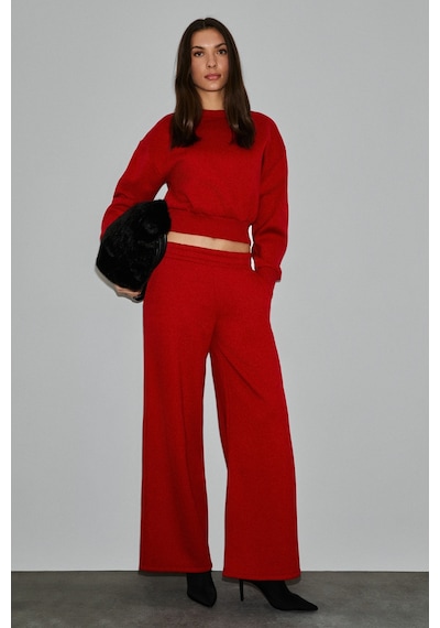 Grımelange Enavıe Kadın Oversize Beli Lastikli Çift Cepli Kırmızı Eşofman Altı Grımelange Enavıe Kadın Oversize Beli Lastikli Çift Cepli Kırmızı Eşofman Altı