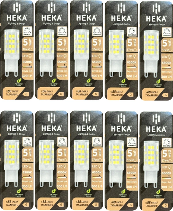 10 Adet Heka 5w 37w 6500k Beyaz Işık G9 Duylu Dim Edilebilir Led Kapsül Ampul
