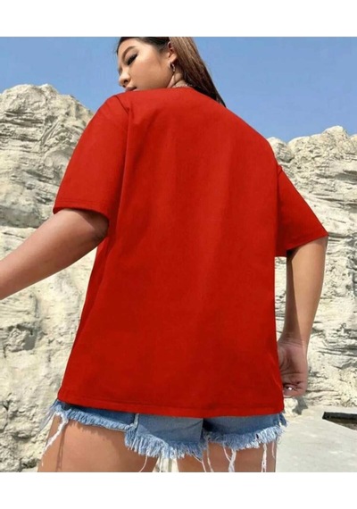 Kozia Outdoors Malkoçbey Baskisiz Oversize Unisex Basic T-shirt Kirmizi
