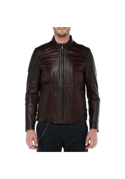Dericlub E-1083 Gerçek Deri Erkek Mont-Bordo