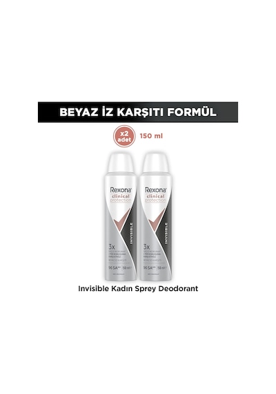 Rexona Kadın Clinical Protection Spray Deodorant Invisible 150 Ml X2