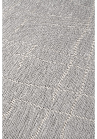 Seria Sra01g Gri Dekoratif Şönil Kilim Çizgili Desen Yıkanabilir Yumuşak Kaymaz Taban Halı Yolluk