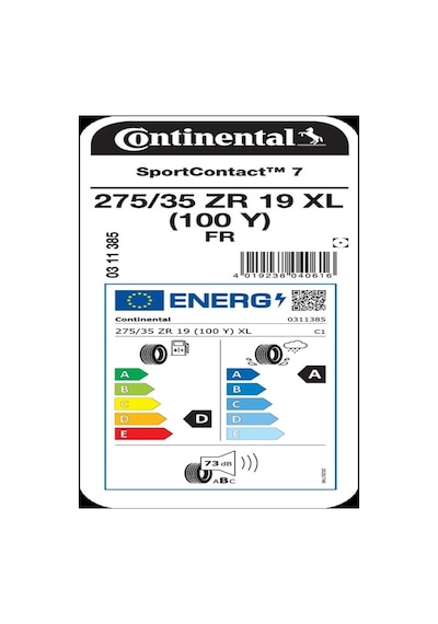 Continental 275/35 R19 100y XL Sportcontact 7 Yaz Lastiği 2026