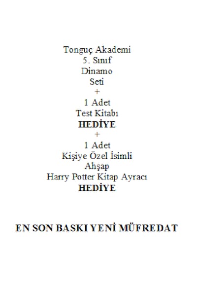 Tonguç Akademi 5. Sınıf Dinamo Seti En Son Baskı Yeni + Test Kitabı Hediye + Kişiye Özel İsimli Ahşap Harry Potter Kitap Ayracı Hediye
