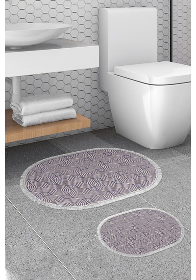 Alanur Trend Kaymaz Taban Oval Saçaklı Dijital Banyo Takımı Bej