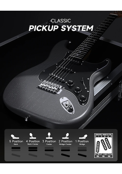 Donner Dst-80 St Elektro Gitar Seti Matton Black