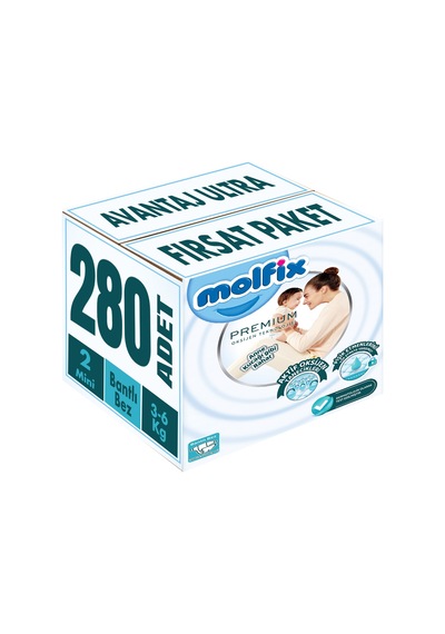 Molfix Premium Bebek Bezi Beden:2 3-6kg Mini Avantaj 280 Adet 4'lü